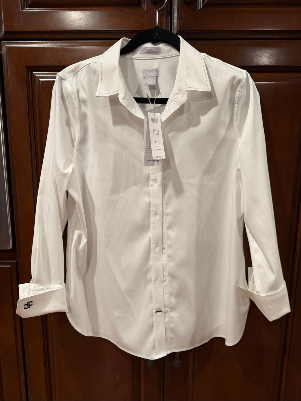 Chico's White Women's-Style Dress Shirt - Button Front